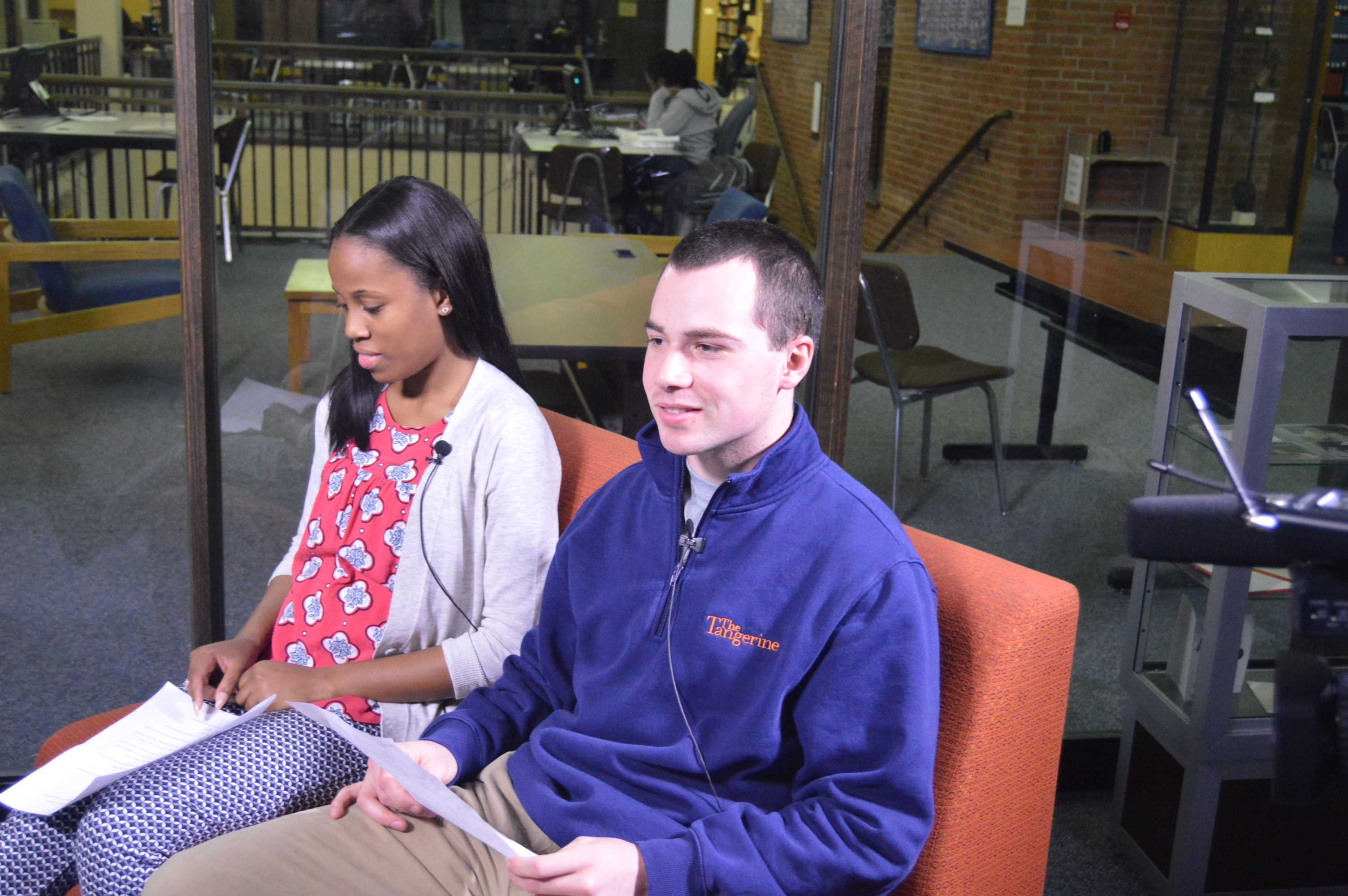 The Tangerine’s co-editors-in-chiefs interviewing UC’s next president, Laura Casamento. Photo by Keith Henry.