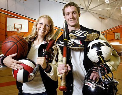 The Star-News Athletes of the Year are Rio Hondo Preps Tiffany Horton, left, and South Pasadena Highs Steven Colliau pictured in the South Pas High gym June 17, 2009.  (SGVN/Staff photo by Leo Jarzomb/SPORTS)