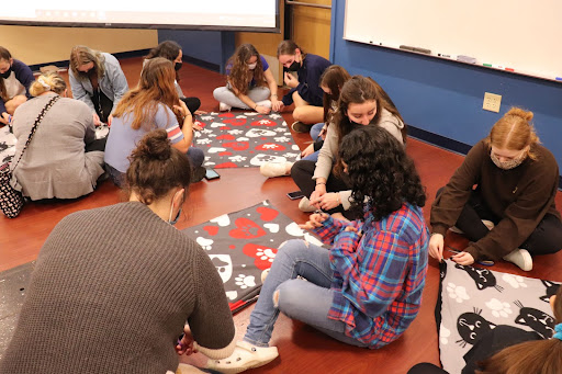Members of the Animal Shelter Awareness Club work on an activity during their Oct. 14 meeting. 