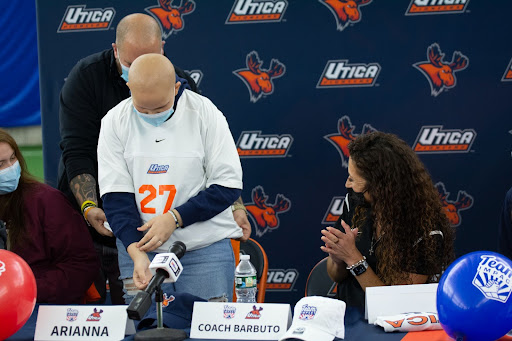 Arianna LaBella signs her letter of intent with the Utica college womens soccer team.