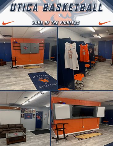 A photo collage of the locker room sent to The Tangerine from the Utica College Mens Basketball team.