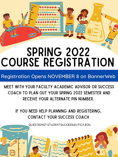 Spring 2022 Course Registration poster.