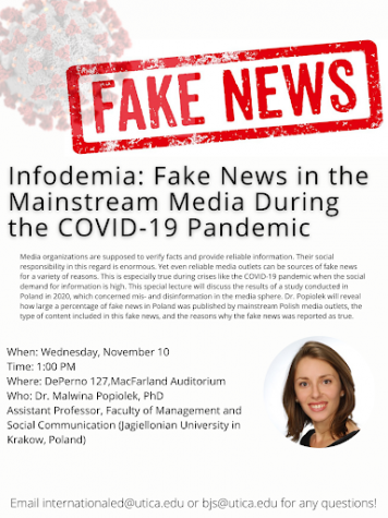 Utica College Visiting Scholar Dr. Malwina Popiołek hosted a lecture about fake news in Polish media.