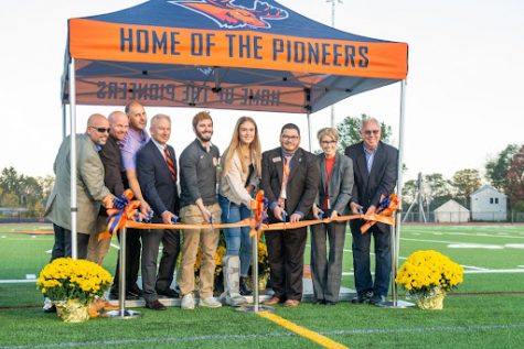 The ribbon was cut for the new track and multipurpose athletic field at Utica College.