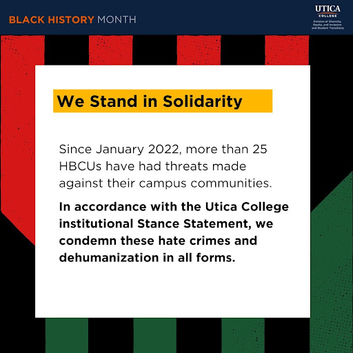Utica College posted a series of tweets on Twitter to show solidarity with HBCUs across the country.