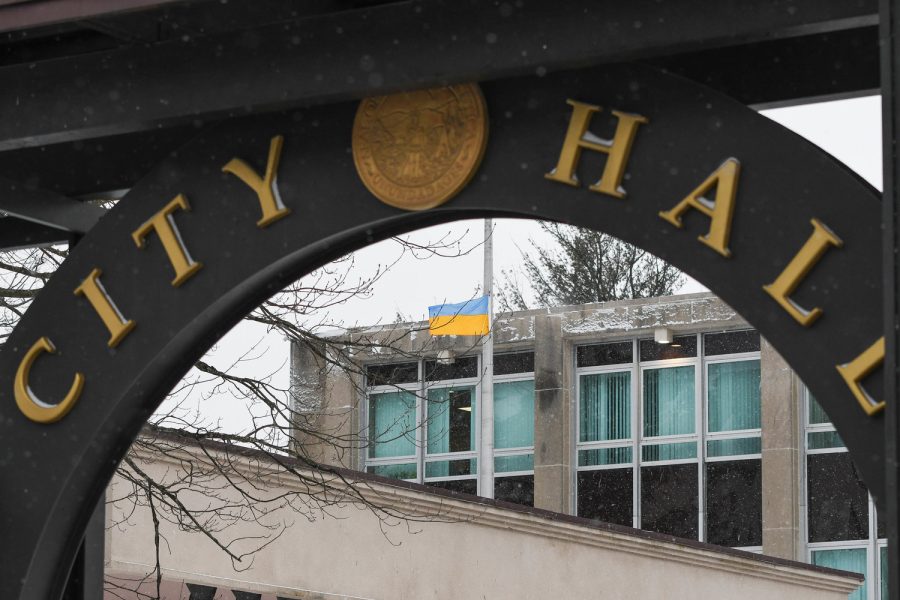 To show solidarity and support for Ukraine, its government and its citizens, Utica Mayor Robert Palmieri has directed the Ukrainian flag to fly at three-quarter staff at City Hall.