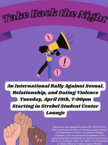 Take Back the Night at Utica University will be held at 7:15 p.m. on Friday, April 22 at Strebel Student Center.