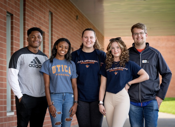 Five of the six new lead Utica University student ambassadors.
