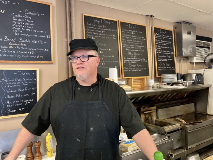 Jeff Golden pictured, a few minutes walk from Robert Brvenick’s Center for Business Education at Utica University, Jeff Golden is putting his own twist on classic diner dishes in Utica. 
