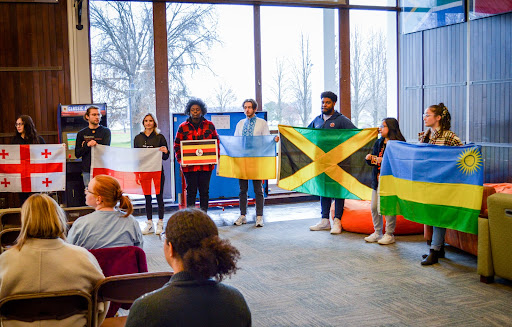Students holding their flags proudly during the flag ceremony held in Strebel on November 17, 2022.