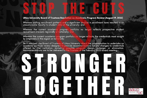 AAUP Utica Poster, Stronger together, which replaced the graphic image on the Daily Nous website.