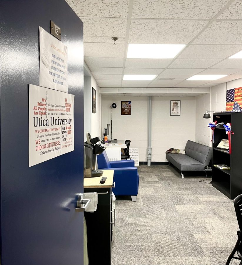 A peek inside the Student Veterans Association office located in Hubbards basement.