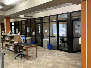 The study rooms in the Frank E. Gannett Memorial Library. Tangerine Archive Photo.
