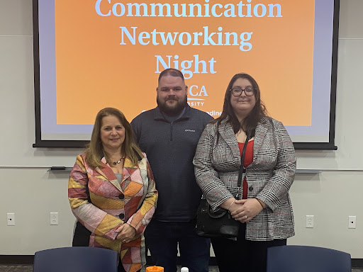 Panelists at the Communication Networking Night, from left to right: Deborah Kessler, Thomas Caputo and Hollie David. 
