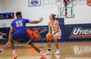 Hagen Foley had a season high of 22 points in Utica’s victory over Houghton University. Photo by Kaleigh Sturtevant.