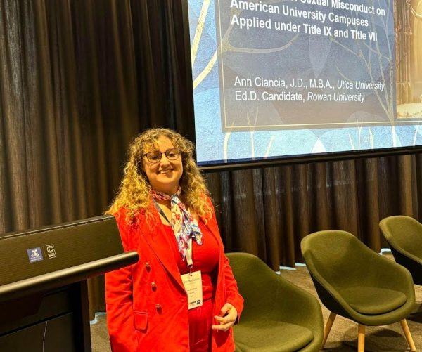 New Title IX Coordinator Ann Ciancia presenting at the Swiftposium Conference at the University of Melbourne. / Photo courtesy of Ann Ciancia.