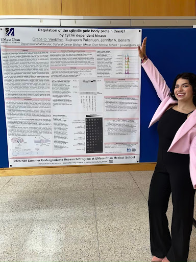 VanEtten standing by her research poster at UMass Chan Medical School. Photo courtesy of Grace VanEtten. 