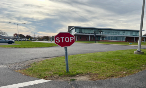 Stop sign outside of Bull Hall. Photo by Breannan O’Hara.