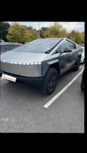 Professor Audrey Cross's Cybertrucked parked at Utica University. Photo by Grace Christopher