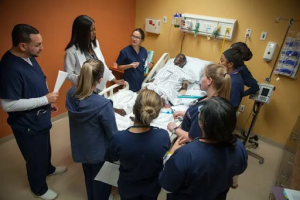 Nursing skills lab class. Photo from Utica University Accelerated Nursing Website.
