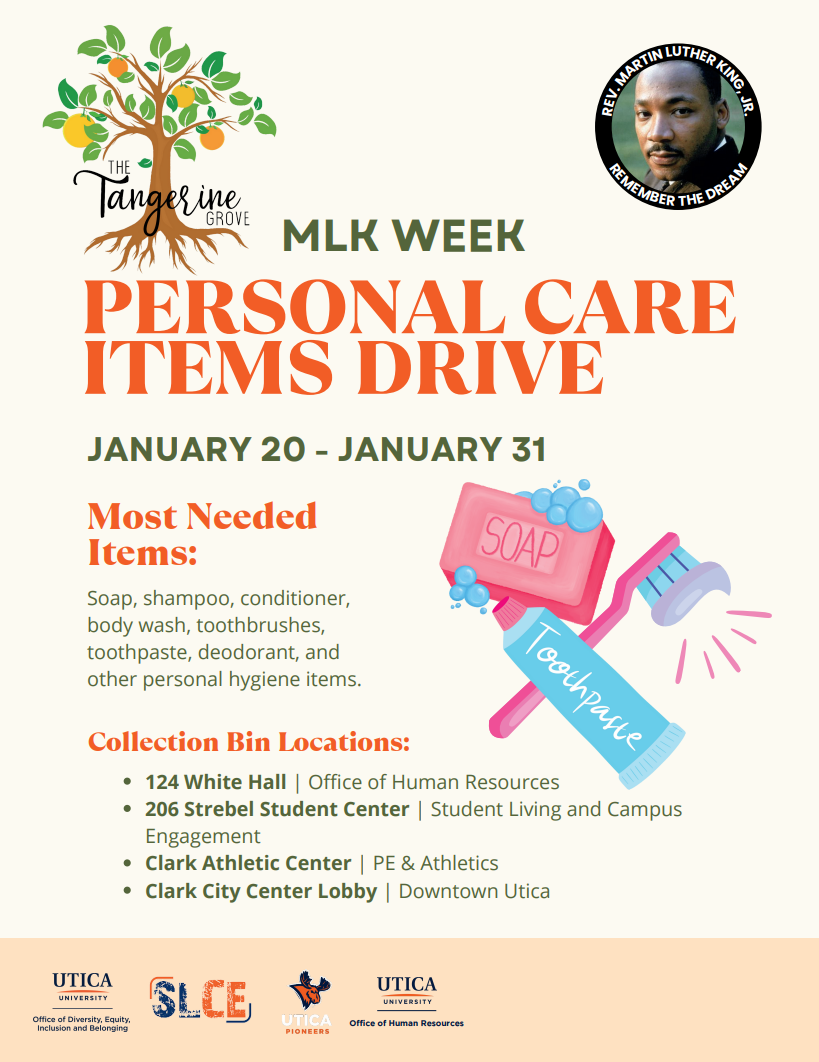 Flyer of The Tangerine Grove's MLK Week Personal Care Items Drive