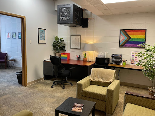 The front room in the resource center located in Strebel Student Center. Photo by Megan Wright