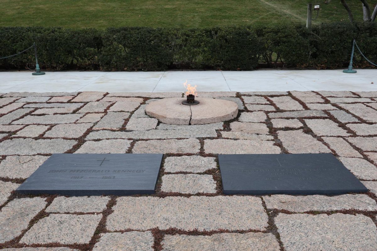 Burial spot for President John F. Kennedy and First Lady Jacqueline Kennedy Onassis, resting near the Eternal Flame.