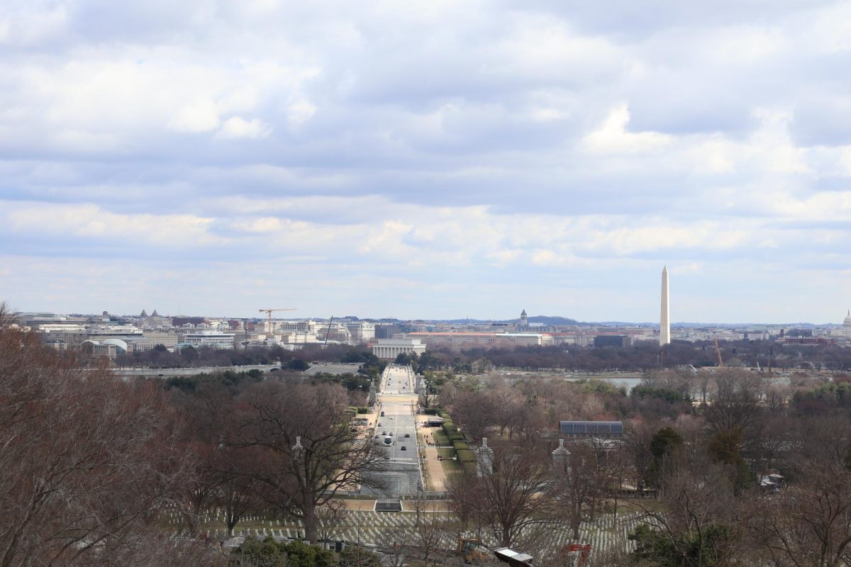 DC’s National Mall from Arlington House atop the hill at Arlington National Cemetery.