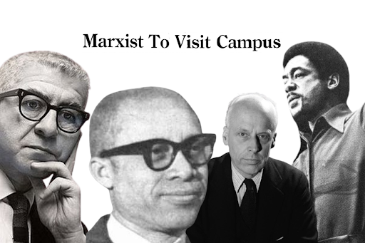 Photo collage created by J.N. Cheney. Pictured from left to right are Herbert Aptheker, Clifton DeBerry, Norman Thomas, and Bobby Seale, who all spoke on the Utica University campus decades ago.