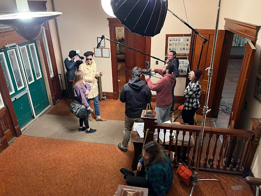 A behind the scenes image of “The Haunting of Hannamacher Hall,” a locally produced short film created by Crows Nest Pictures. Photo courtesy of Jonas America. 