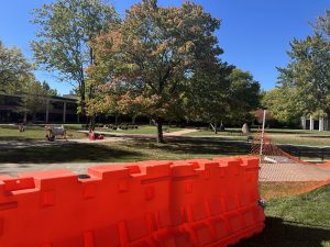 Photo of Academic Quad shut down. Taken by Megan Wright