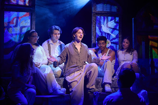 The company of “Godspell” performs in Strebel Auditorium. Photo by Jonas America. 
